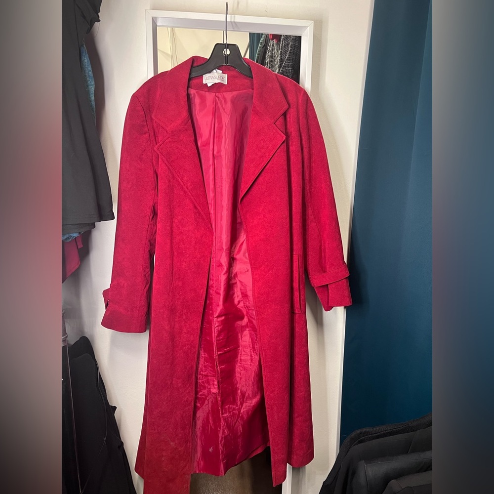 Ultra Suede Red Trench Coat